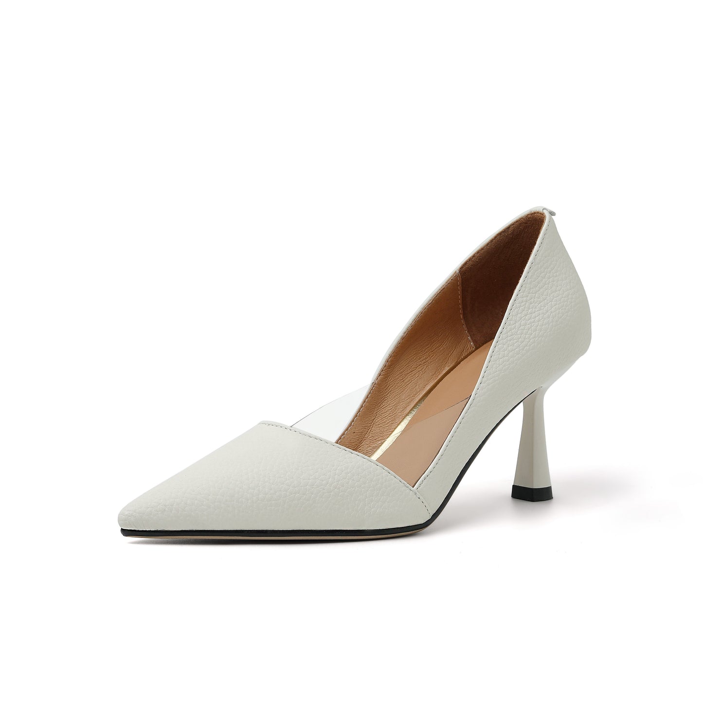 Nine Seven Genuine Leather Women's Handmade Pointy Toe Kitten Heel Slip On Loafer Pumps