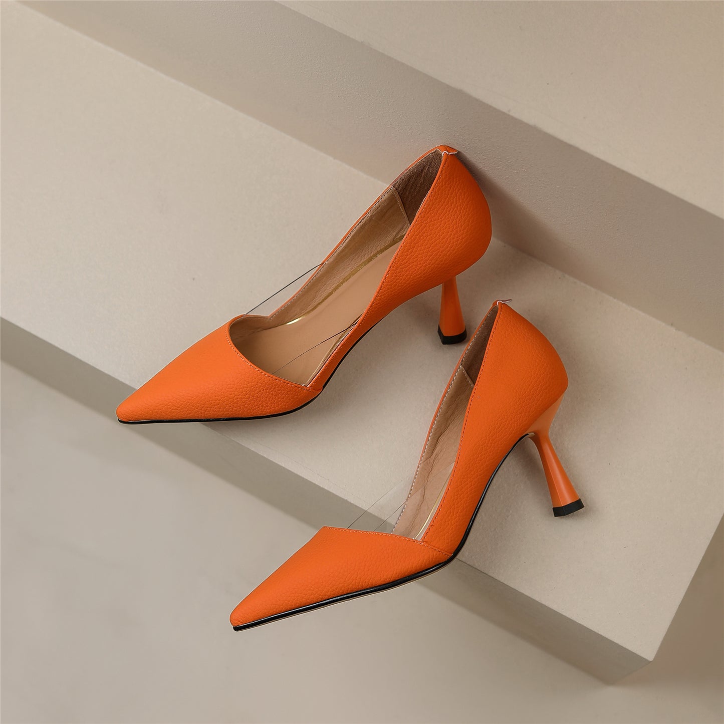 Nine Seven Genuine Leather Women's Handmade Pointy Toe Kitten Heel Slip On Loafer Pumps