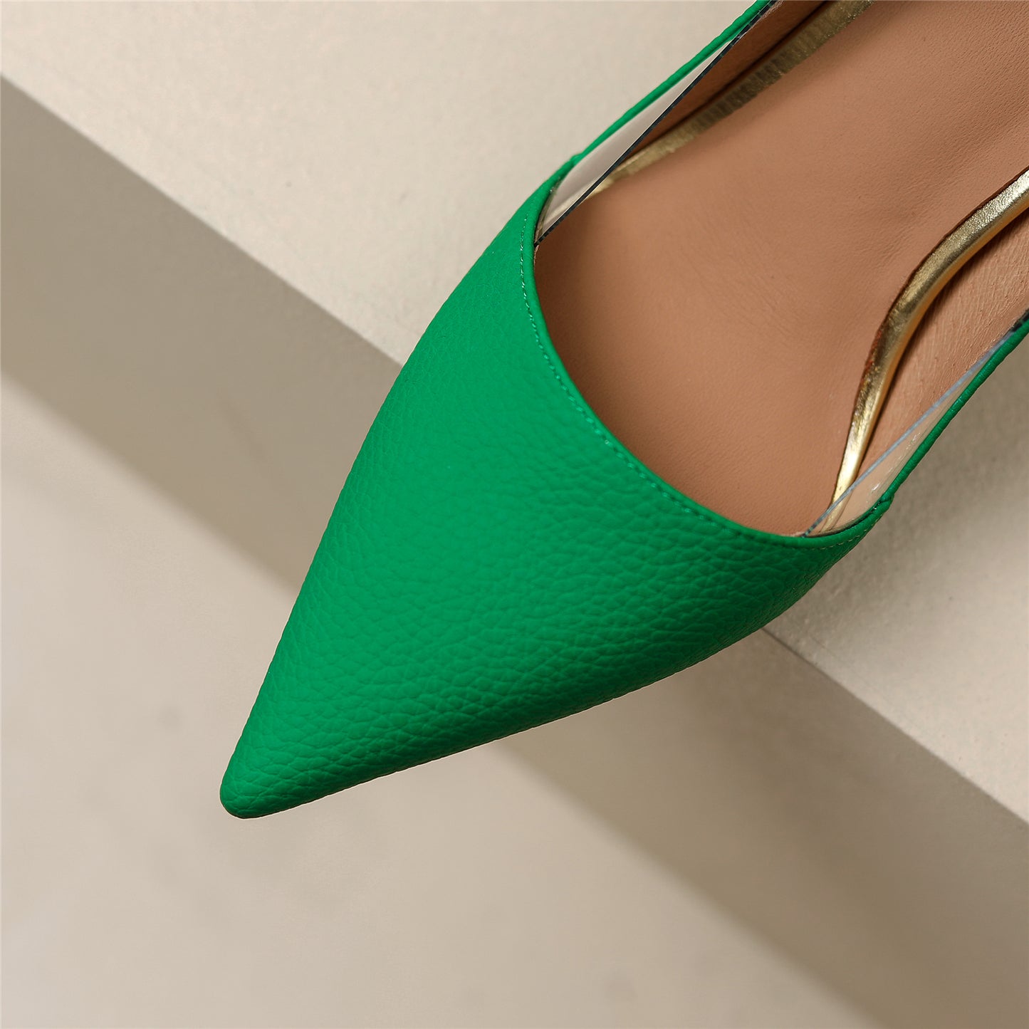 Nine Seven Genuine Leather Women's Handmade Pointy Toe Kitten Heel Slip On Loafer Pumps