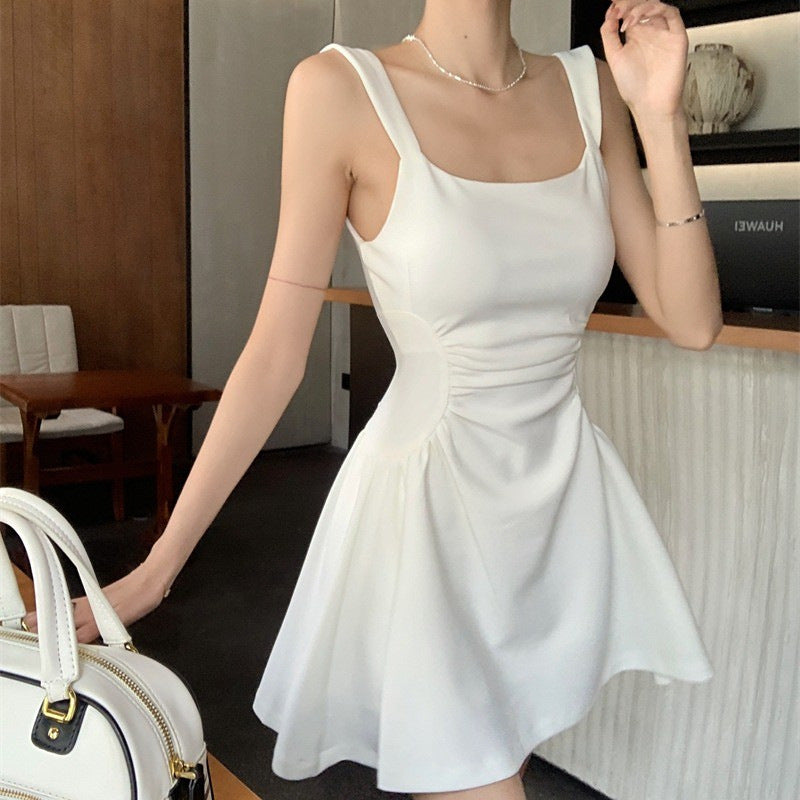 Nine Seven Ruffles Straps A-Line Sleeveless Black White Skirt