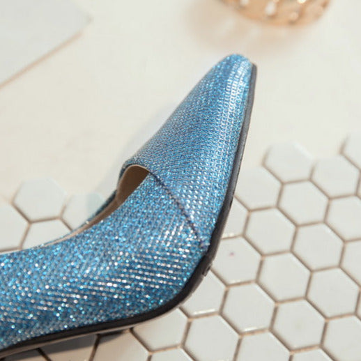 Nine Seven Women's Handmade Pointed Toe Glitter Stiletto Heel Weeding Pumps Shoes