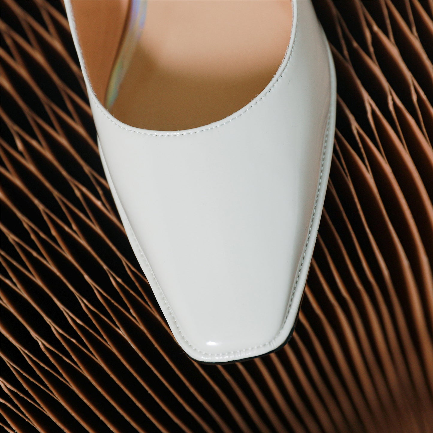 Nine Seven Glossy Patent Leather Women's Handmade Chunky Heel Square Toe Buckle Mary Jane Pumps