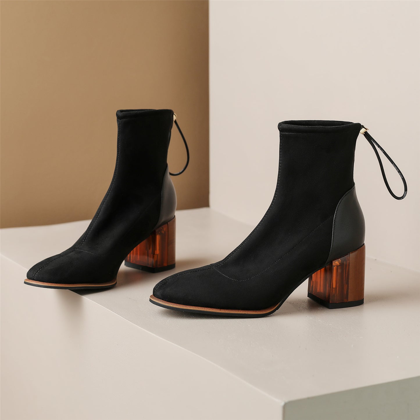 Nine Seven Women's Suede and Genuine Leather Handmade Stretch Pull On Elegant Ankle Boots