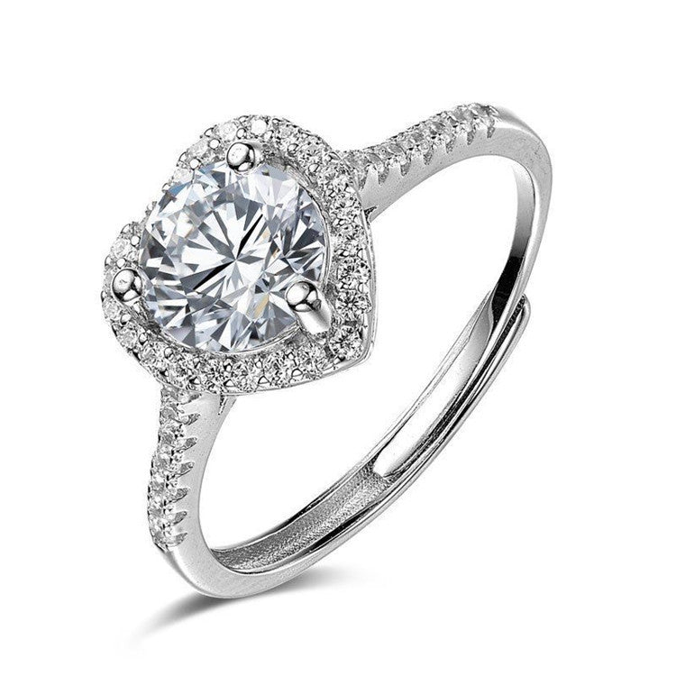 Promise Rings Heart Moissanite Diamond Finger Rings for Women Engagement Ring