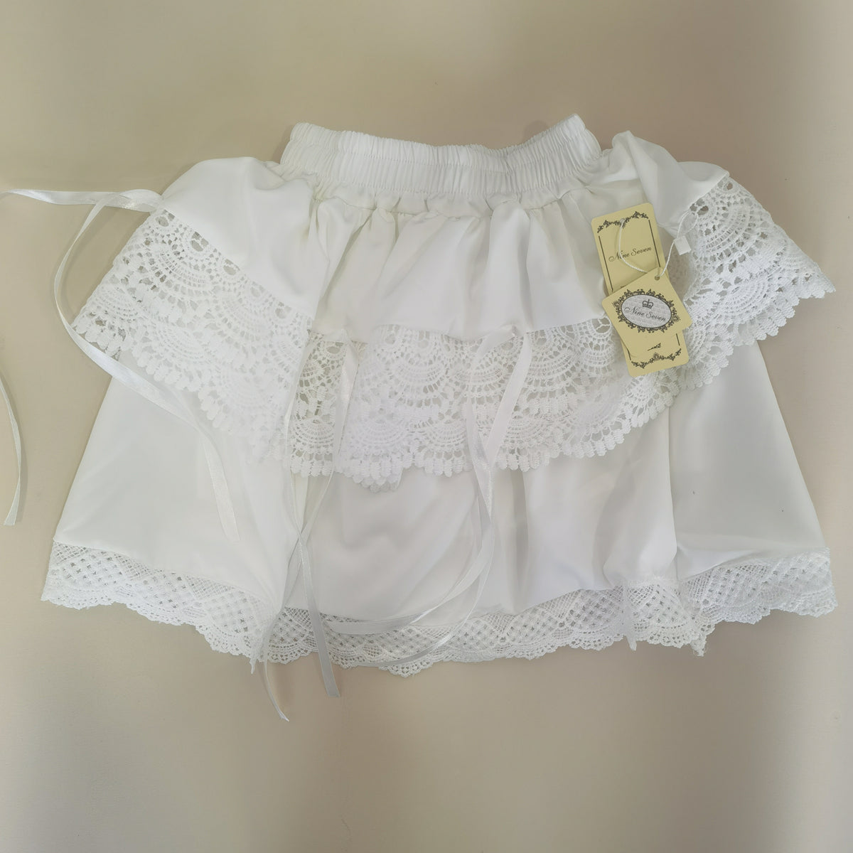 Nine Seven Women's High Waist Bowtie Lace Polyester Mini Skirts Casual Beach Short Skirt