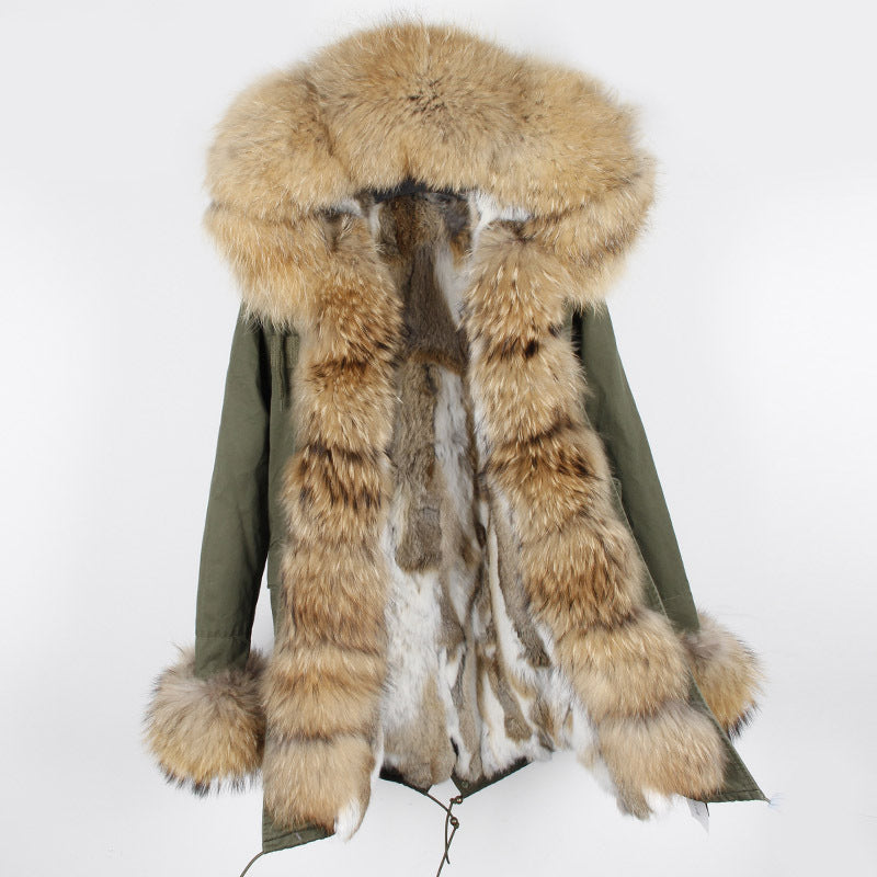Nine Seven Rabbit Fur Women's Overcoat Winter Parka Coats Customization