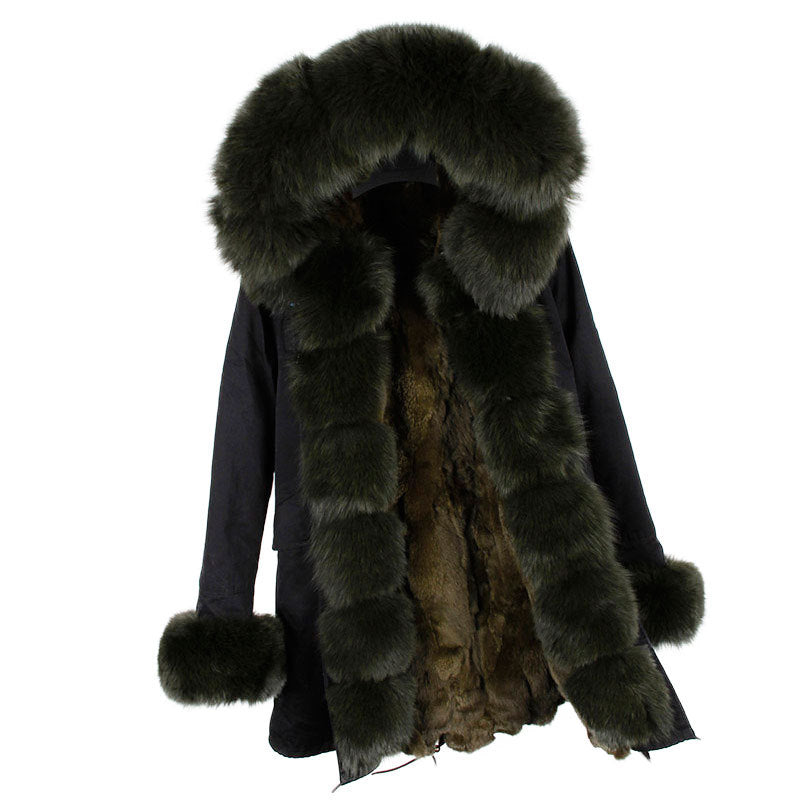 Nine Seven Rabbit Fur Women's Overcoat Winter Parka Coats Customization
