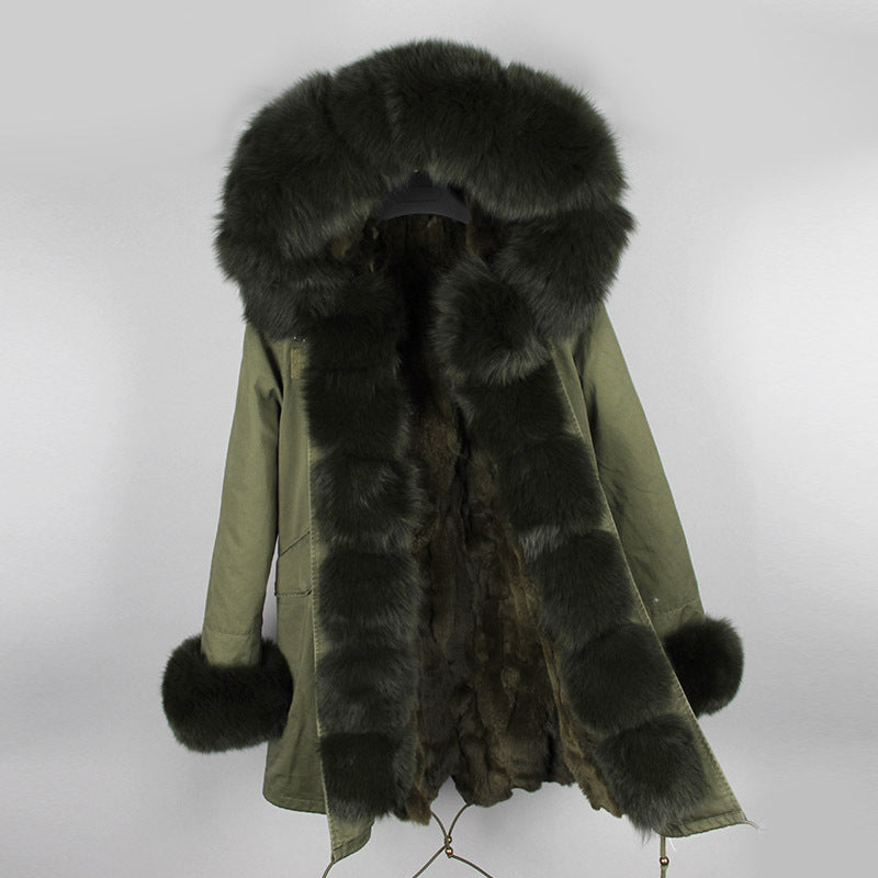 Nine Seven Rabbit Fur Women's Overcoat Winter Parka Coats Customization