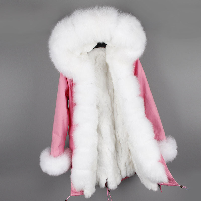Nine Seven Rabbit Fur Women's Overcoat Winter Parka Coats Customization