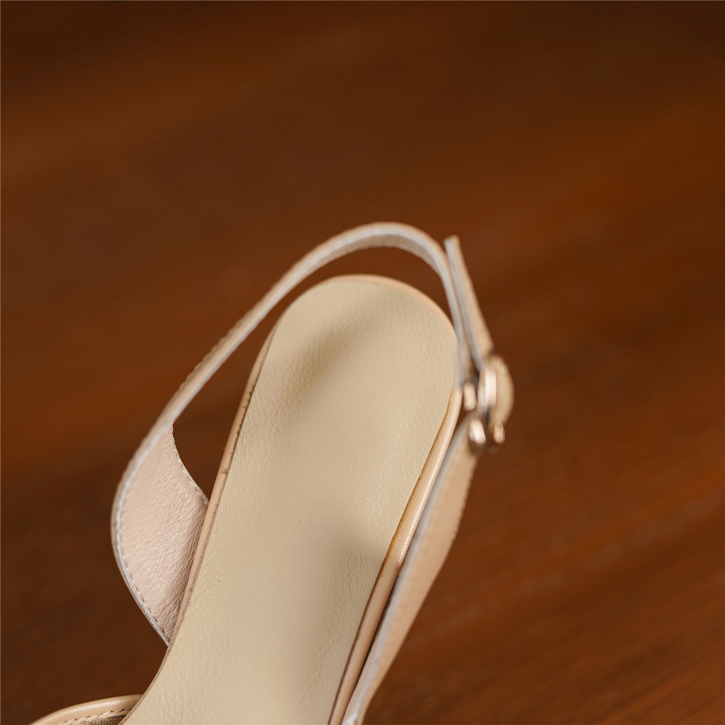 Nine Seven Genuine Leather Handmade Women's Pointed Toe Slingback Low Heel Buckle Sandal Pumps