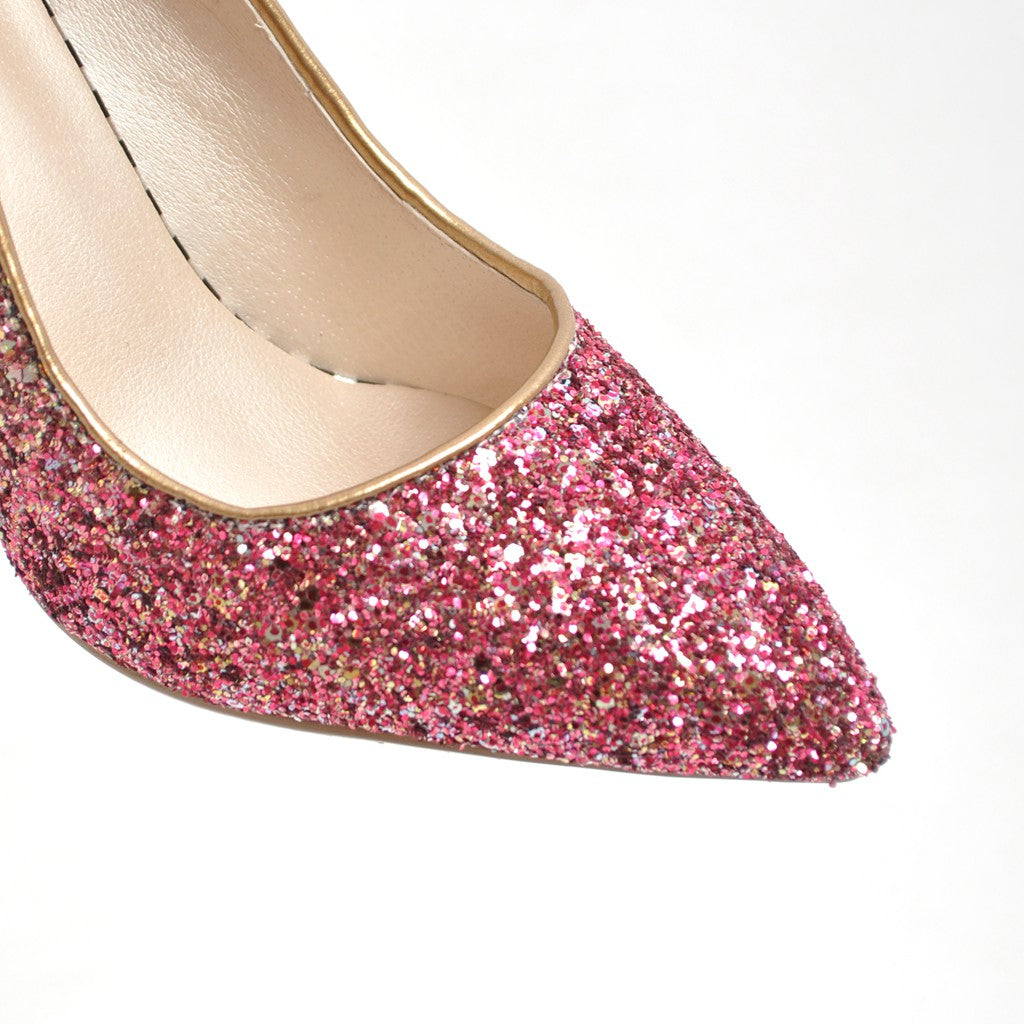 Nine Seven Women's Pointed Toe Handmade High Stiletto Heel Glitter Weeding Party Loafer Pumps Shoes