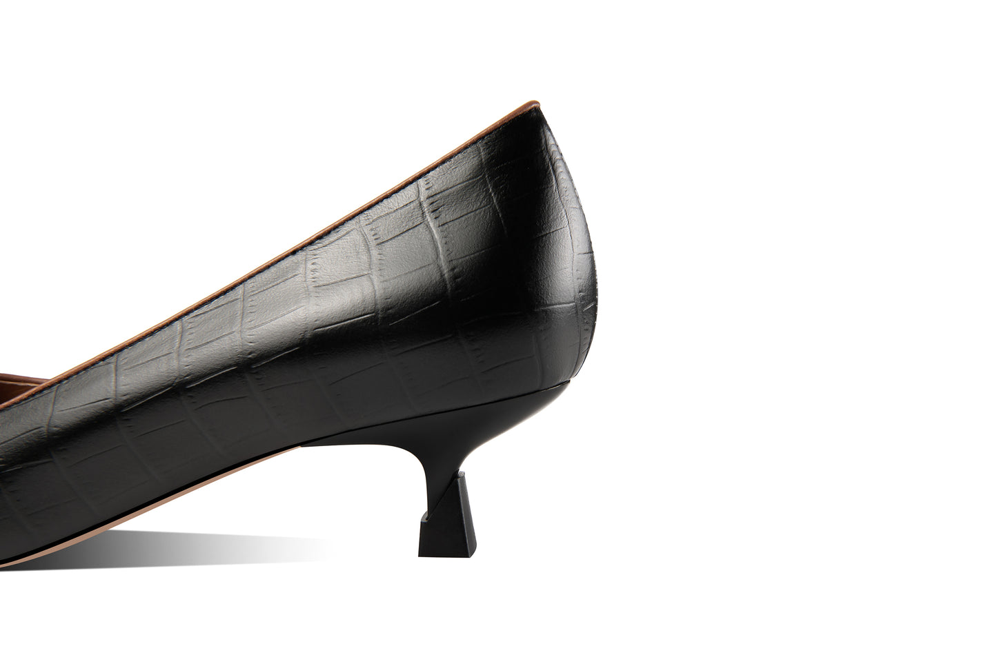 Nine Seven Pointed Toe Handmade Woven Decor Genuine Leather Kitten Heels Women's Pumps Shoes