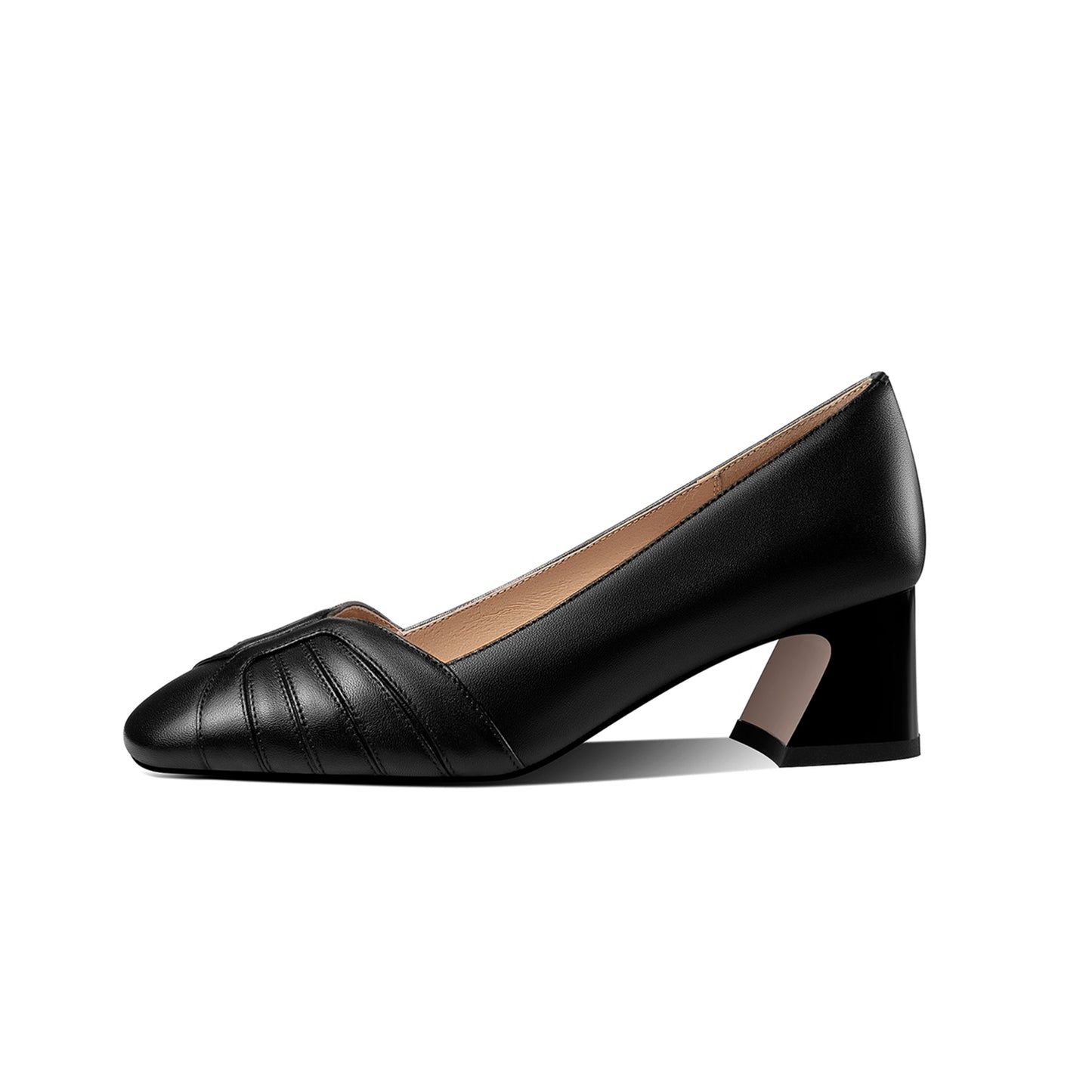 Nine Seven Women's Genuine Leather Square Toe Handmade Block Heel Casual Pumps Shoes