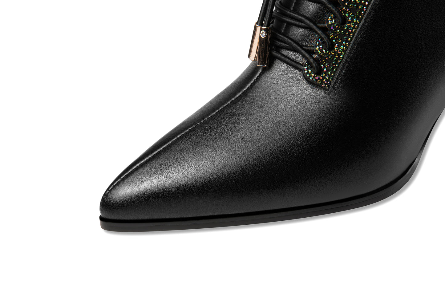 Nine Seven Women's Pointed Toe Genuine Leather Handmade Side Zipper Lace Up Mid Heels Trendy Pumps Shoes