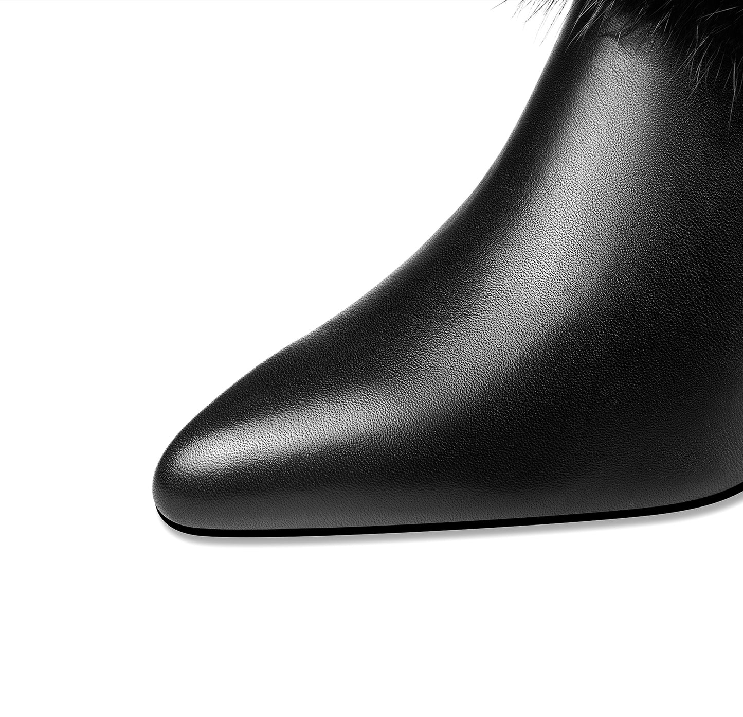 Nine Seven Women's Handmade Genuine Leather High Spool Heel Side Zip Up Floral Pattern and Fur Design Oxford Pumps