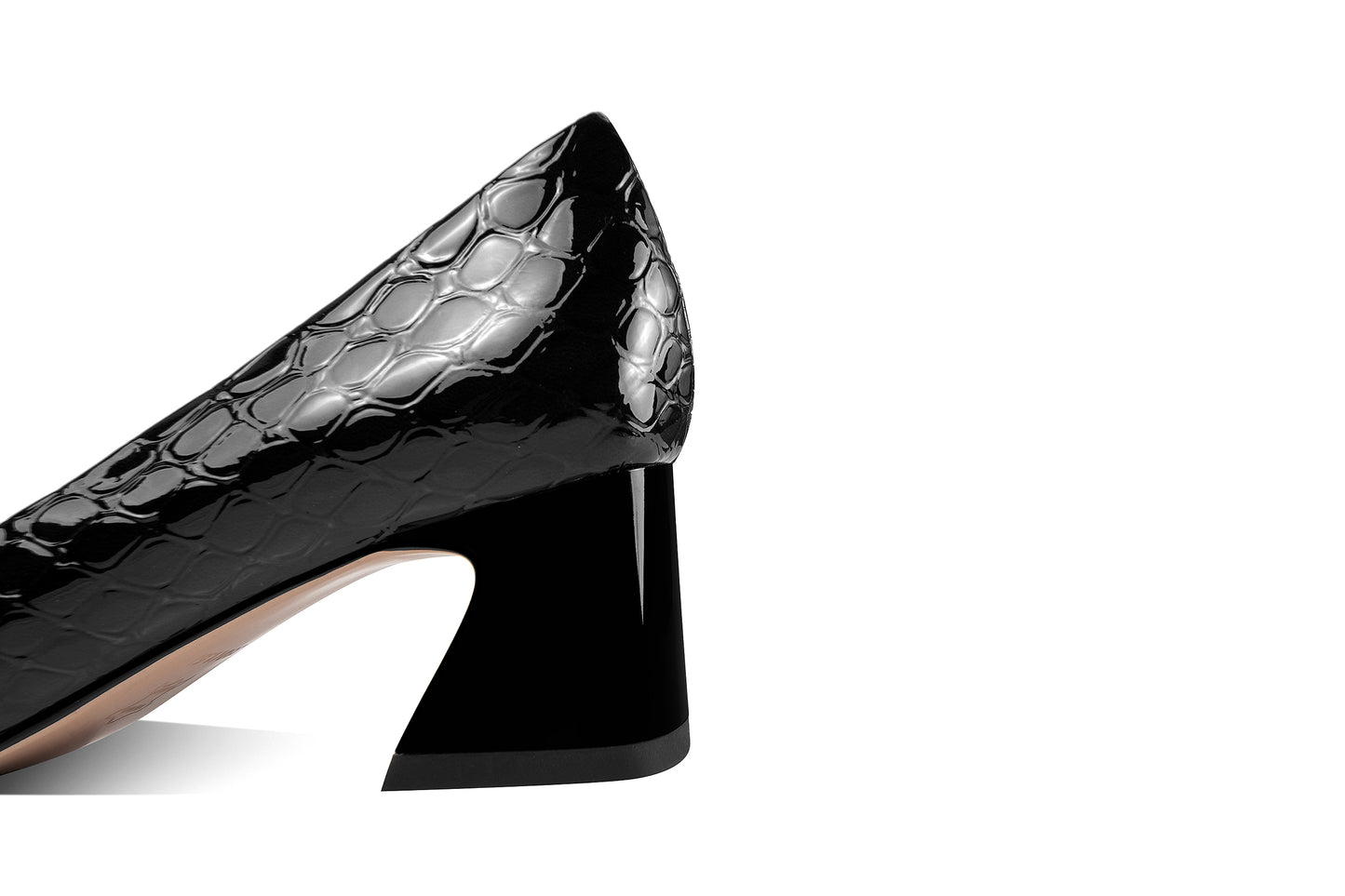 Nine Seven Women's Glossy Patent Leather Square Toe Handmade Low Chunky Heels Casual Pumps Shoes