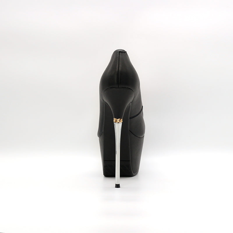 Nine Seven Genuine Leather Women's Pointed Toe Handmade High Stiletto Heel Platform Weeding Pumps Shoes