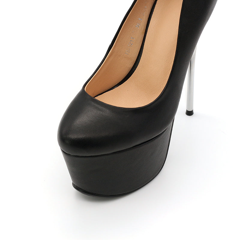 Nine Seven Genuine Leather Women's Pointed Toe Handmade High Stiletto Heel Platform Weeding Pumps Shoes