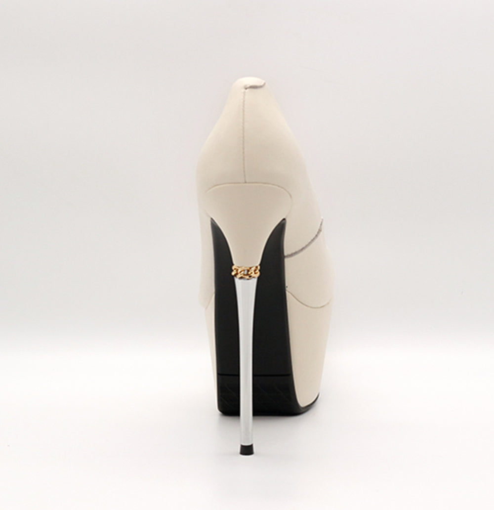 Nine Seven Genuine Leather Women's Pointed Toe Handmade High Stiletto Heel Platform Weeding Pumps Shoes