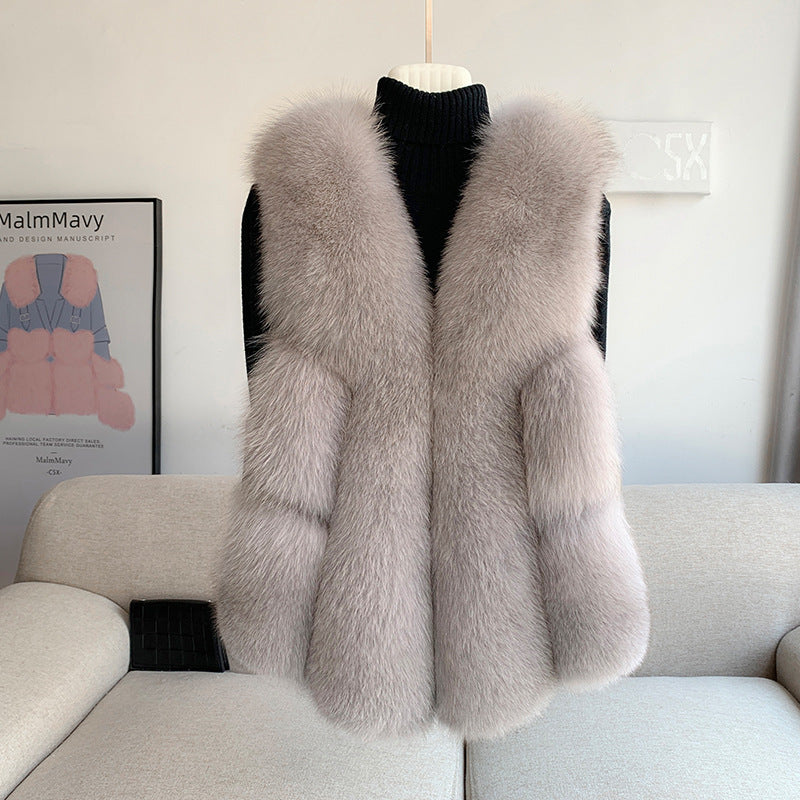 Nine Seven Women's Fox Fur Winter Vest Sleeveless Coat Customization