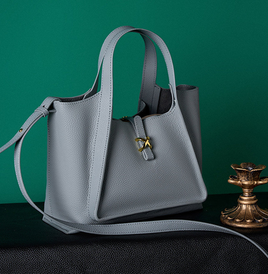 Nine Seven Genuine Leather Handmade Tote Handbag for Women Large Capacity Crossbody Bags with Inside Subbag