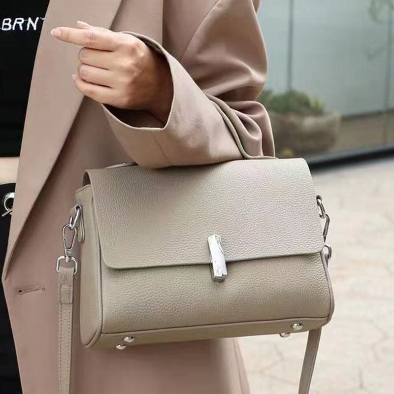 Nine Seven Women's Handmade Genuine Leather Tote Handbag Crossbody Bag with Zip