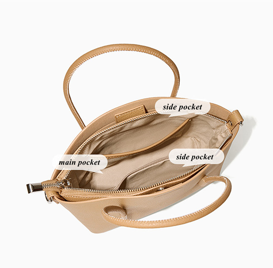 Nine Seven Handbag Genuine Leather Handmade Tote for Women Zip Up Inside Subbag Crossbody Bags with Adjustable Strap