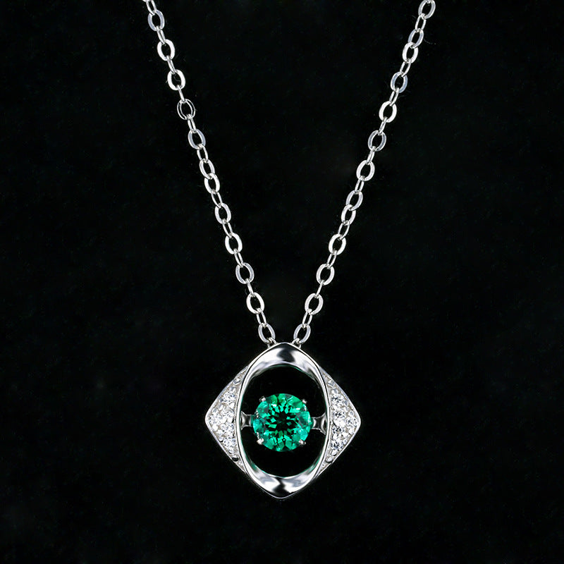 Green Crystal Moissanite Collarbone Necklaces for Women 925 Sterling Silver Jewelry Pendant Necklace Gifts