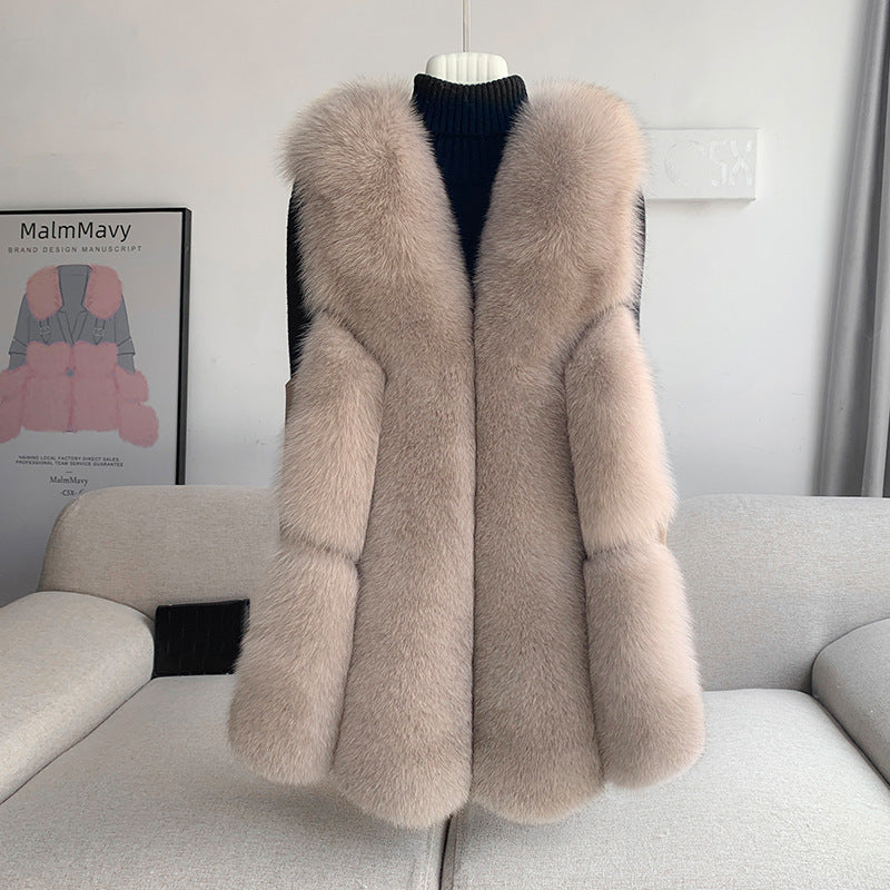 Nine Seven Women's Fox Fur Winter Vest Sleeveless Coat Customization