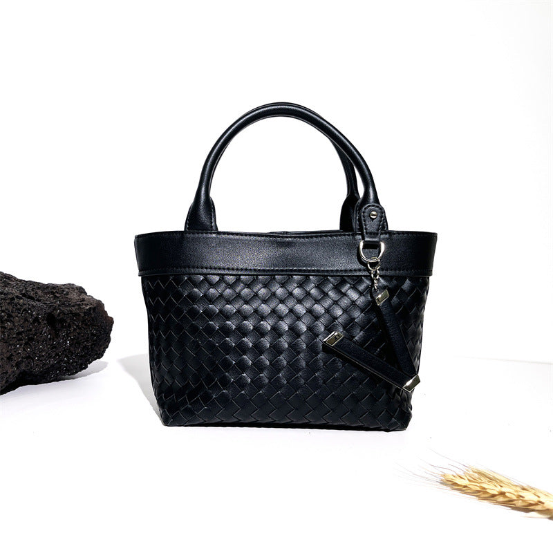 Nine Seven Genuine Leather Women's Weaving Tote Handbag with Subbag Crossbody Shoulder Bag