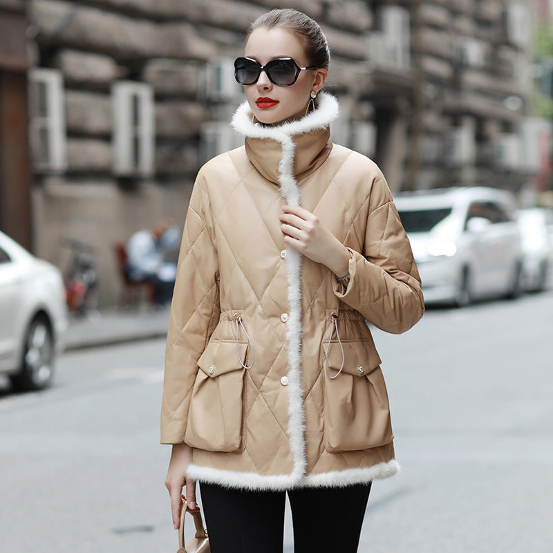 Nine Seven Mink Fur Coat Women's Genuine Leather Mandarin Collar Jacket Customization