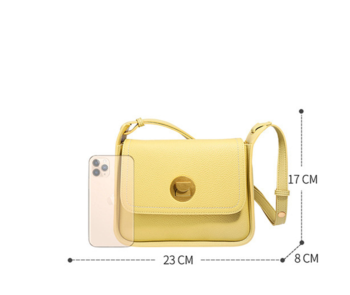 Nine Seven Women's Genuine Leather Handmade Shoulder Bags Solid Color Yellow Blue Bag