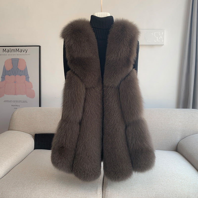 Nine Seven Women's Fox Fur Winter Vest Sleeveless Coat Customization