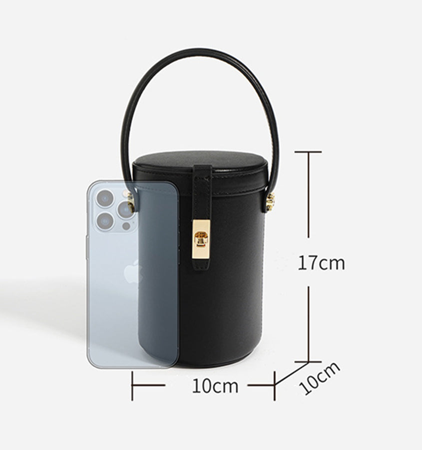 Nine Seven Tote Handbag Genuine Leather Women's Handmade Adjustable Strap Cylinber Crossbody Shoulder Bucket Bags