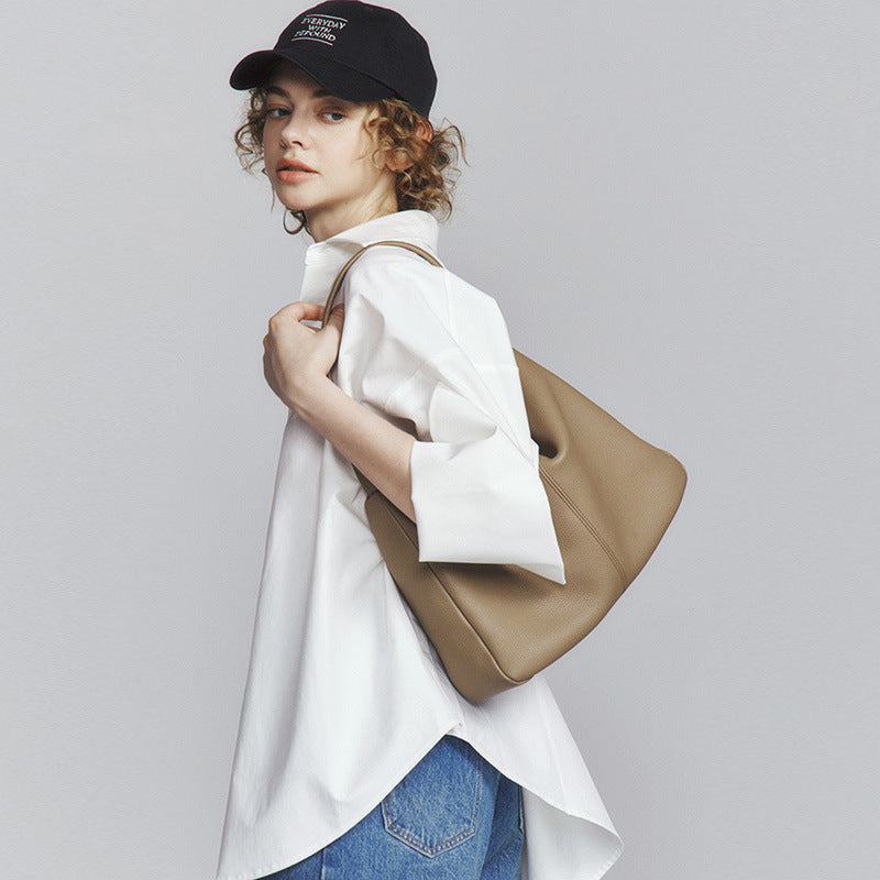 Nine Seven Genuine Leather Shoulder Bags Handbag Handmade Zip Up Tote for Women