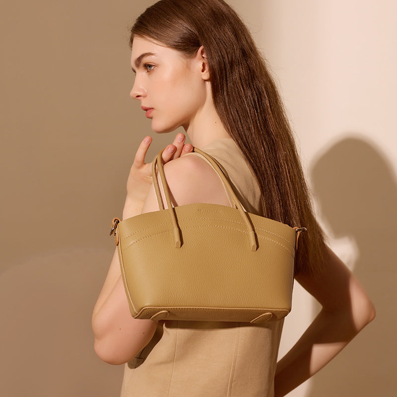 Nine Seven Handbag Genuine Leather Handmade Tote for Women Zip Up Inside Subbag Crossbody Bags with Adjustable Strap