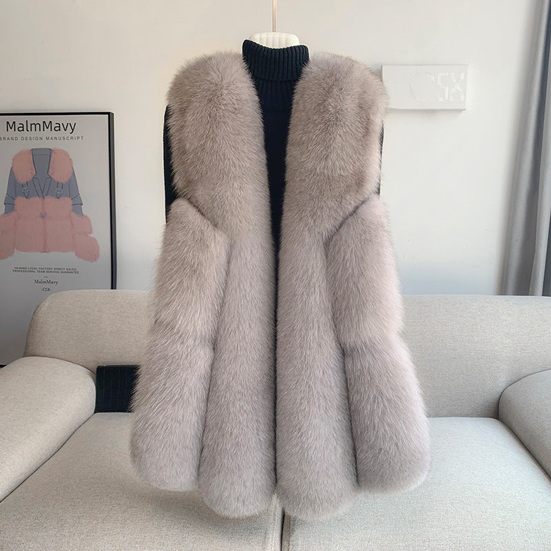 Nine Seven Women's Fox Fur Winter Vest Sleeveless Coat Customization