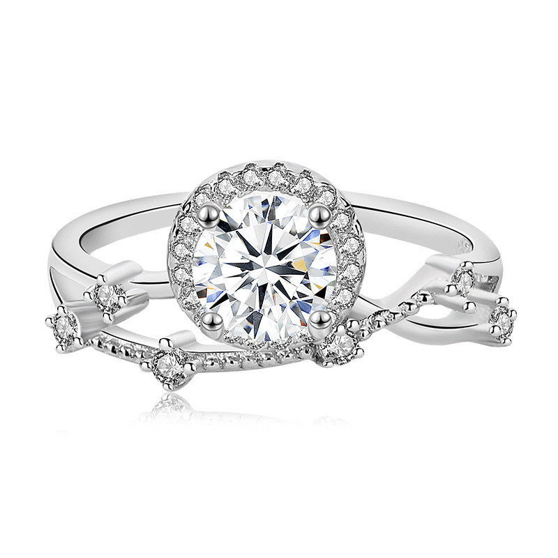 Flower Moissanite Diamond Rings for Women 925 Sterling Silver Twist Design Ring