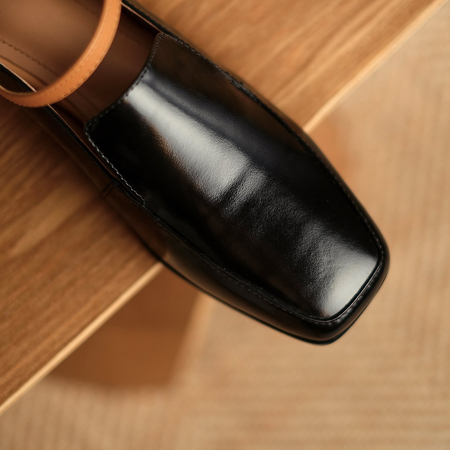 Nine Seven Women's Handmade Genuine Leather Square Toe Chunky Heel Classic Mary Jane Pumps