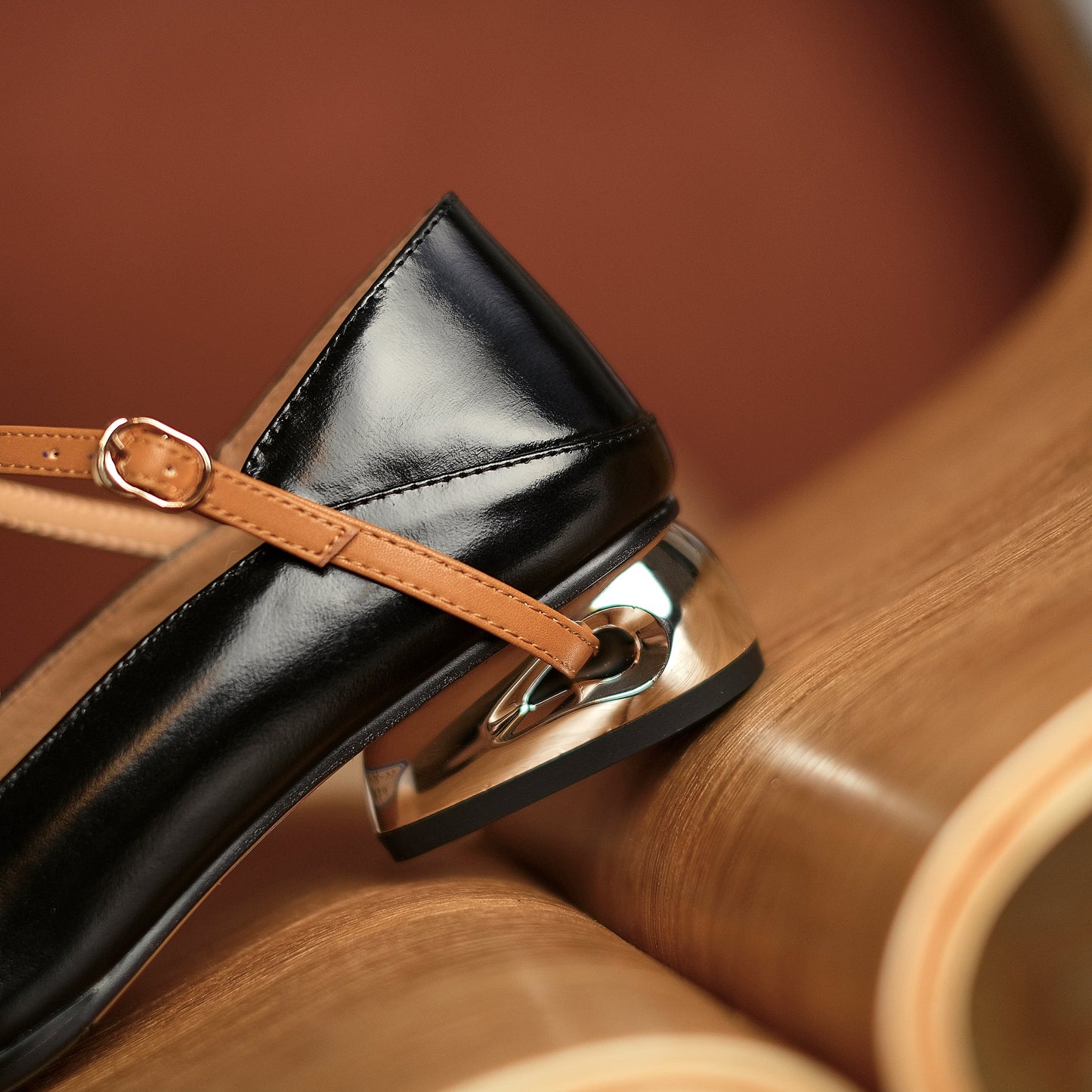 Nine Seven Women's Handmade Genuine Leather Square Toe Chunky Heel Classic Mary Jane Pumps