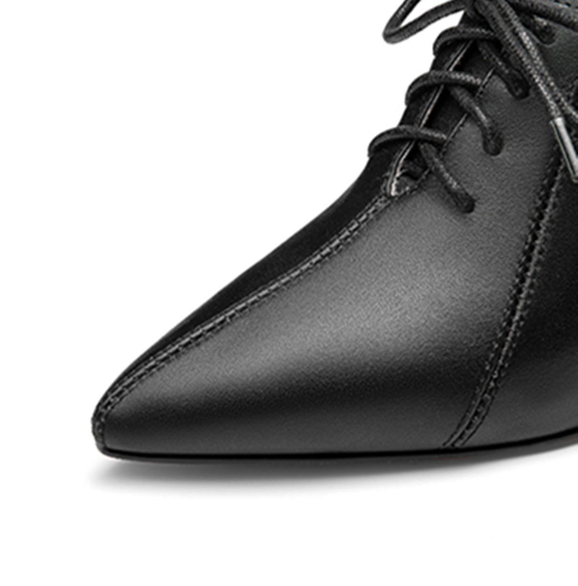 Nine Seven Women's Genuine Leather Handmade Comfortable Mid Block Heel Pointed Toe Graceful Lace Up Pump Shoes