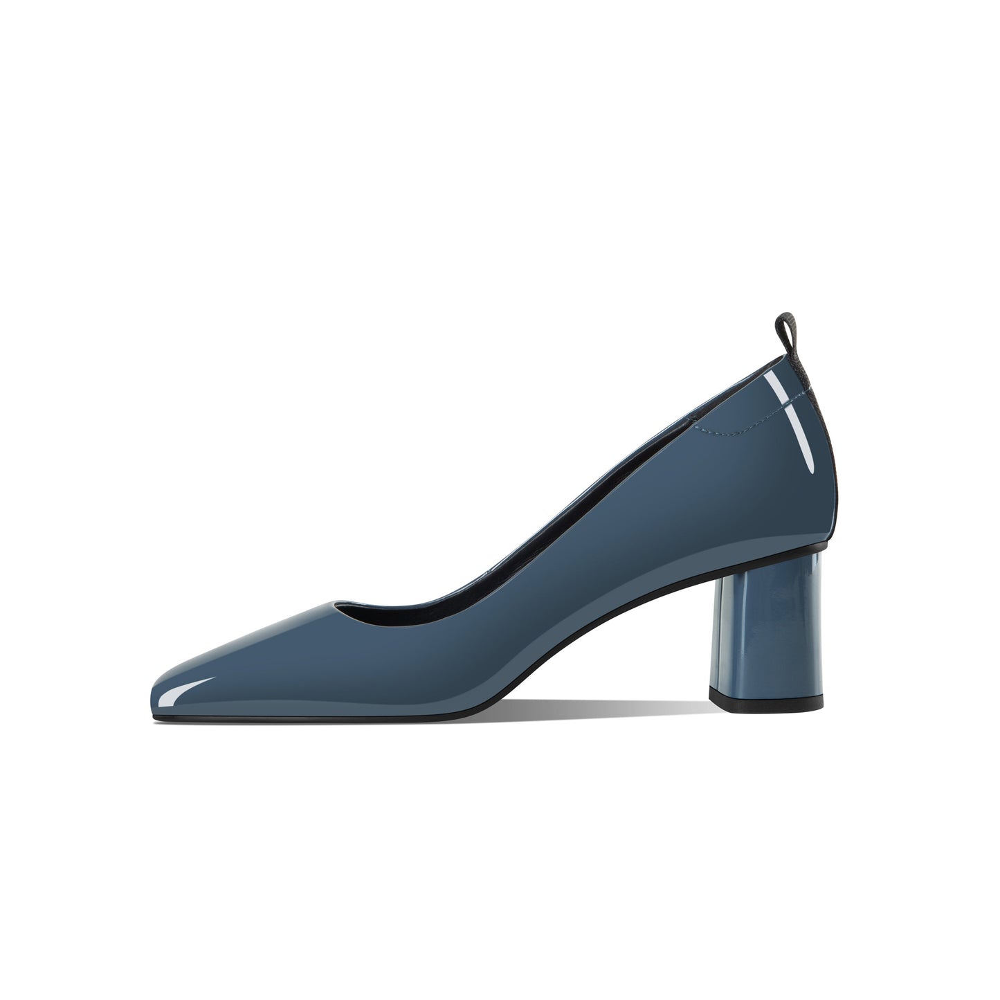 Nine Seven Women's Glossy Patent Leather Square Toe Handmade Chunky Heels Pumps Shoes