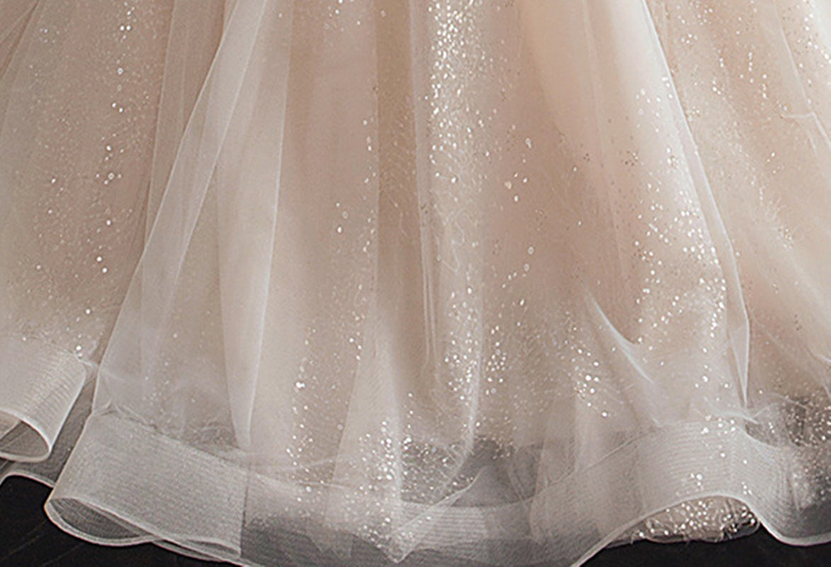 Nine Seven Leaves Appliques Glitter Sequines Lace Up Unique Design Off Shoulder Wedding Dress