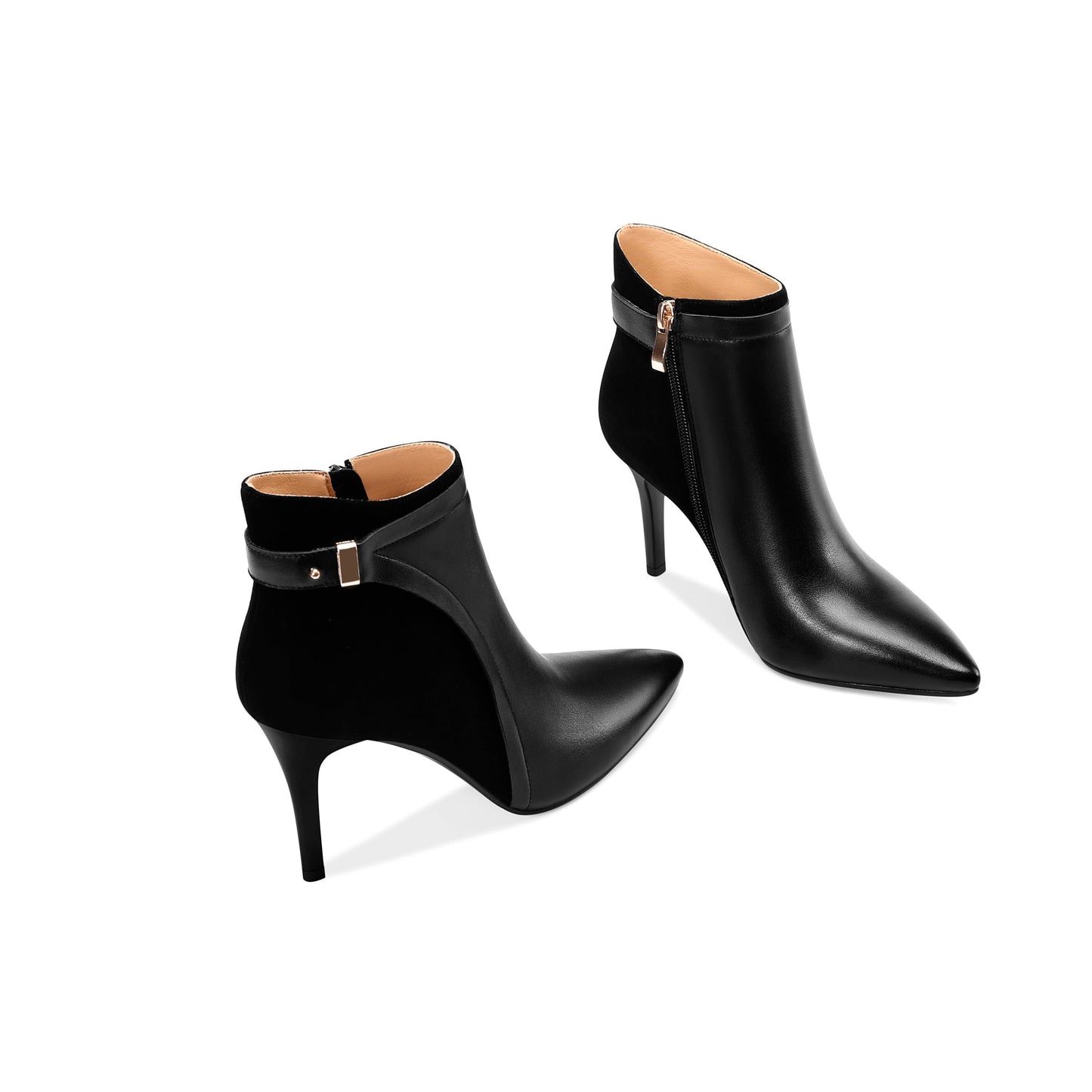 Nine Seven Women's Genuine Leather Pointed Toe Side Zip Handmade Sexy Stiletto High Heel Ankle Boots