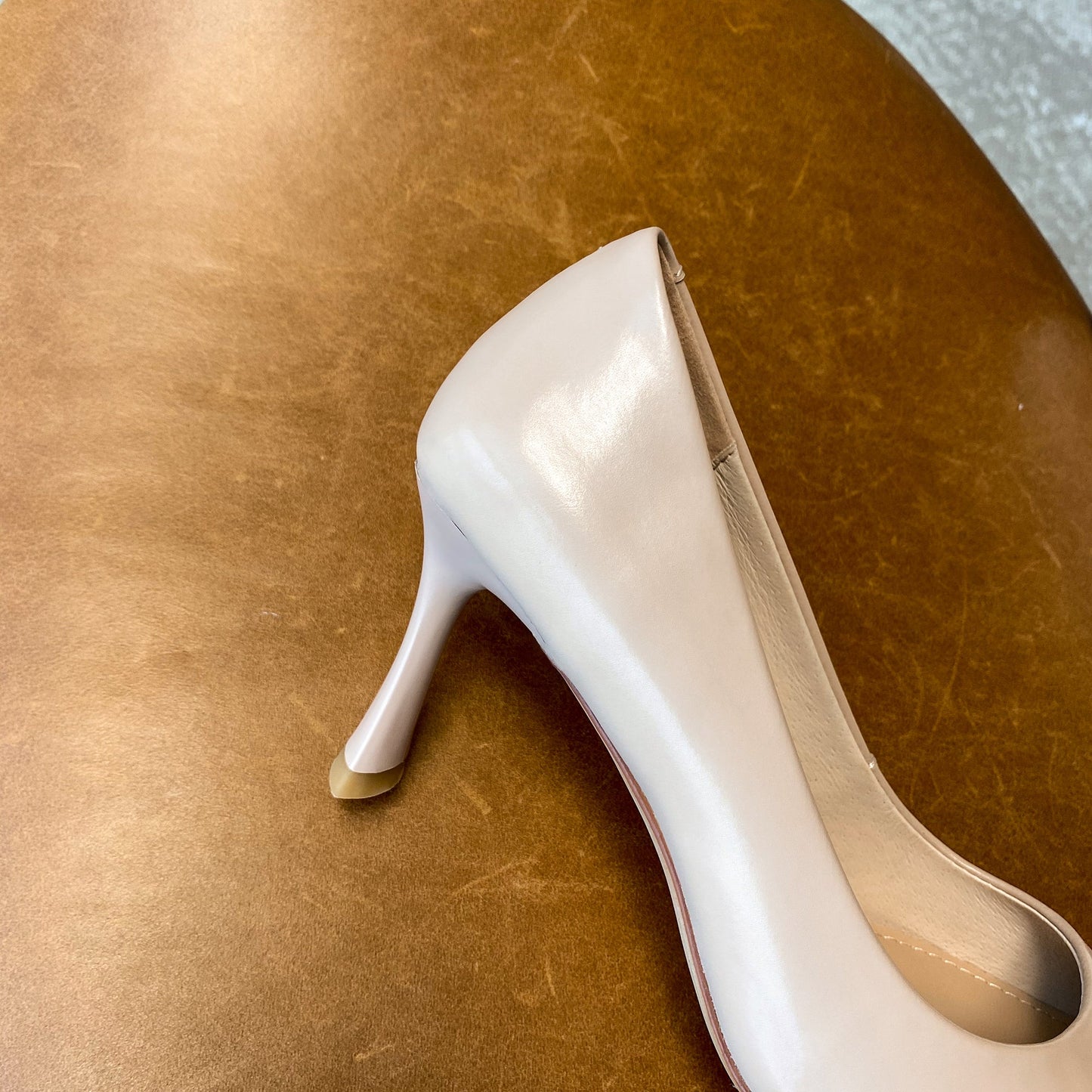 Nine Seven Women's Genuine Leather Square Toe Handmade Stiletto Mid Heels Elegant Dress Pumps