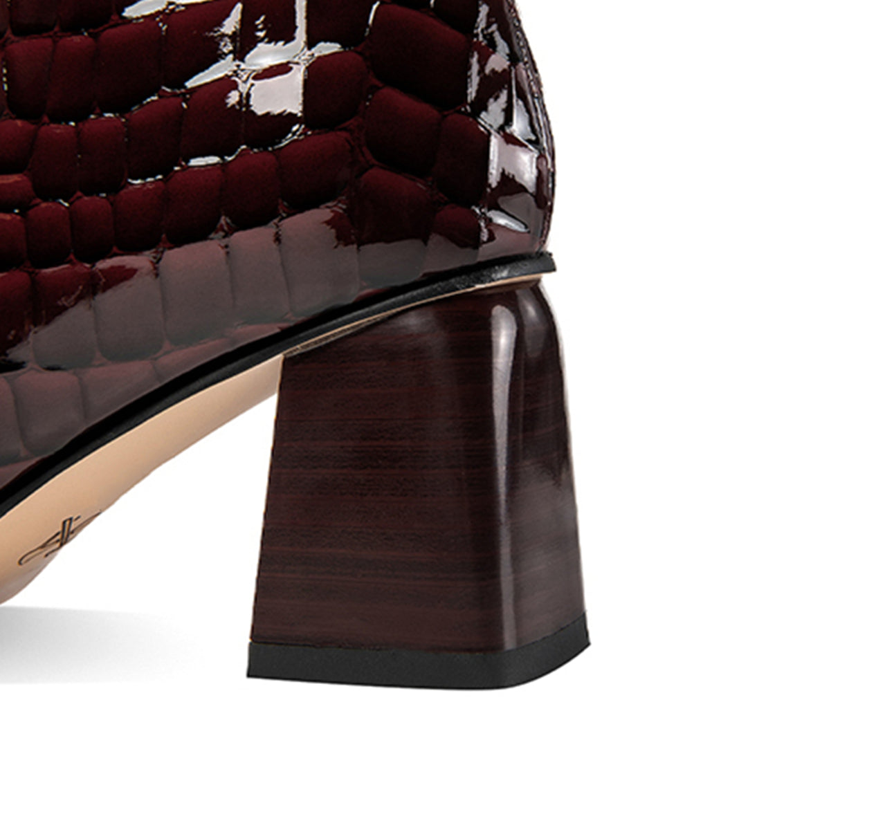 Nine Seven Patent Leather Women's Handmade Pointed Toe Chunky Heel Stylish Front Zipper Plus-Size Ankle Booties