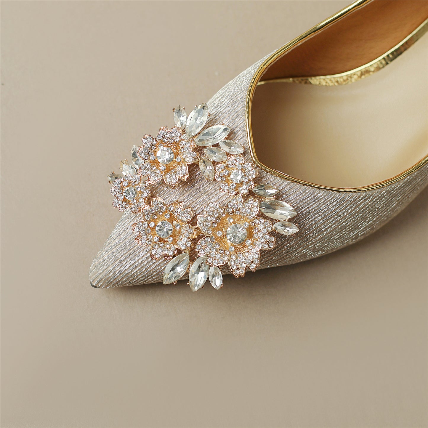 Nine Seven Glitter Rhinestone Pattern Kitten Heel Handmade Women's Pointed Toe Slip On Elegant Bridal Loafer Pumps