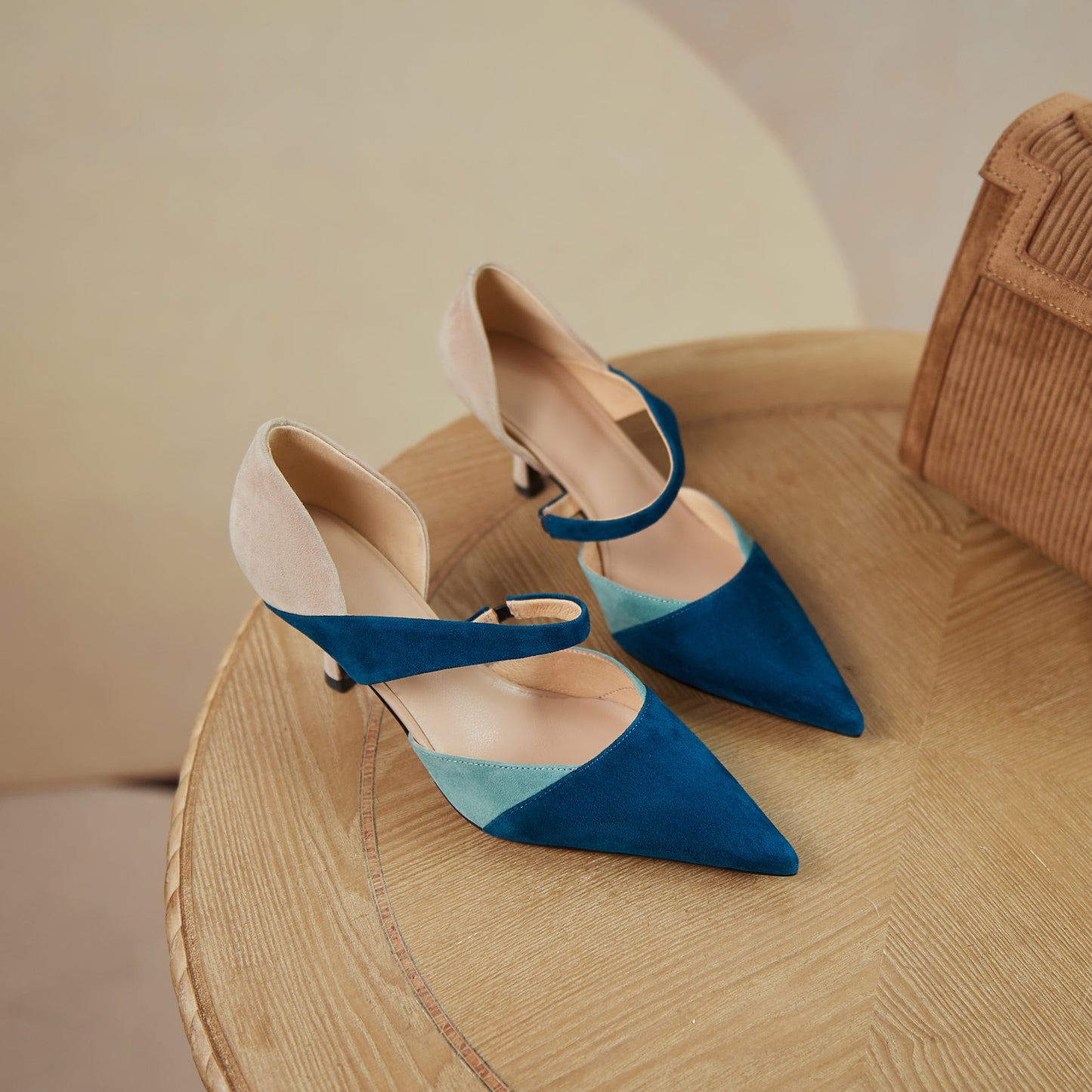 Nine Seven Suede Leather Women's Handmade Assorted Colors Pointed Toe Mid Heel Graceful Summer Dress Pumps