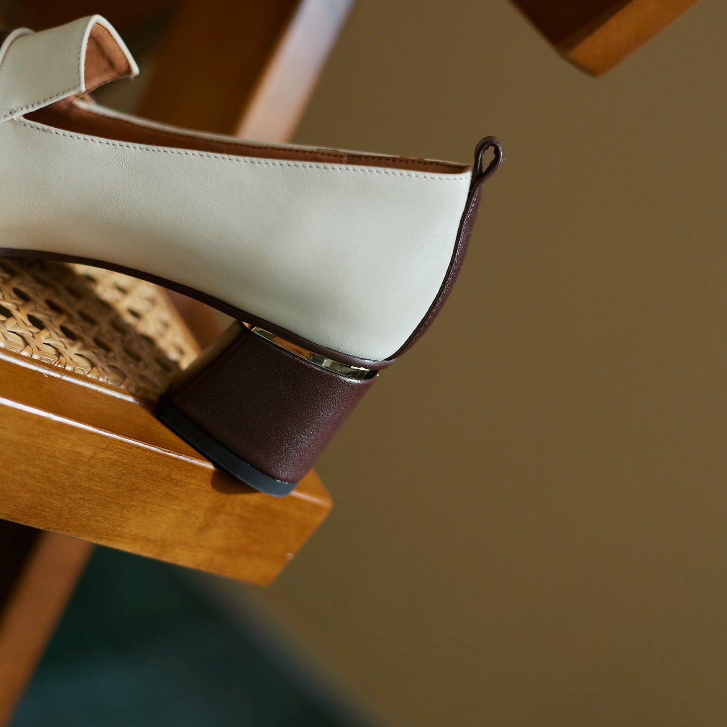 Nine Seven Women's Square Toe Genuine Leather Handmade Chunky Heel Stylish Loafers Shoes