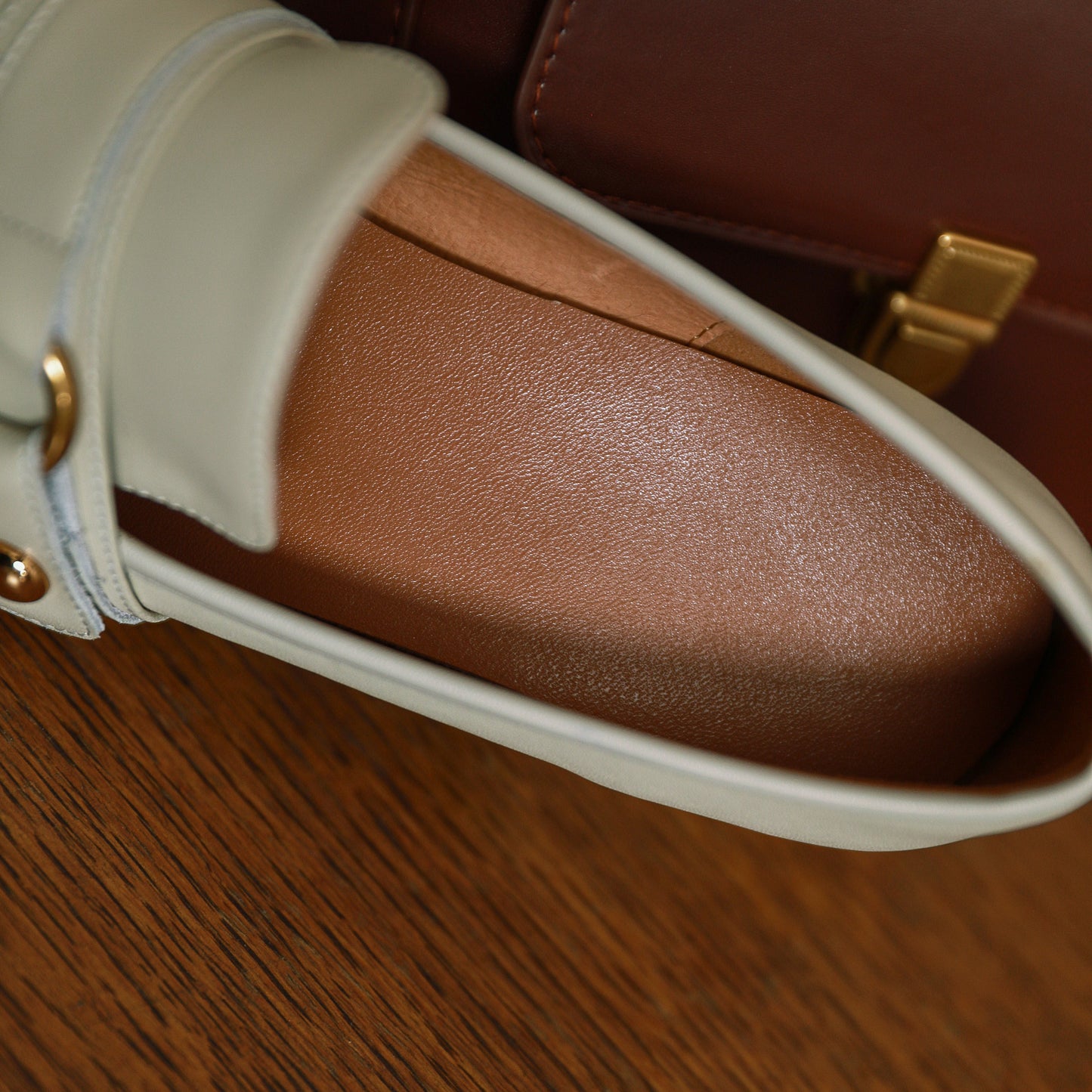 Nine Seven Women's Genuine Leather Square Toe Handmade Metal Buckle Low Chunky Heel Casual Loafers